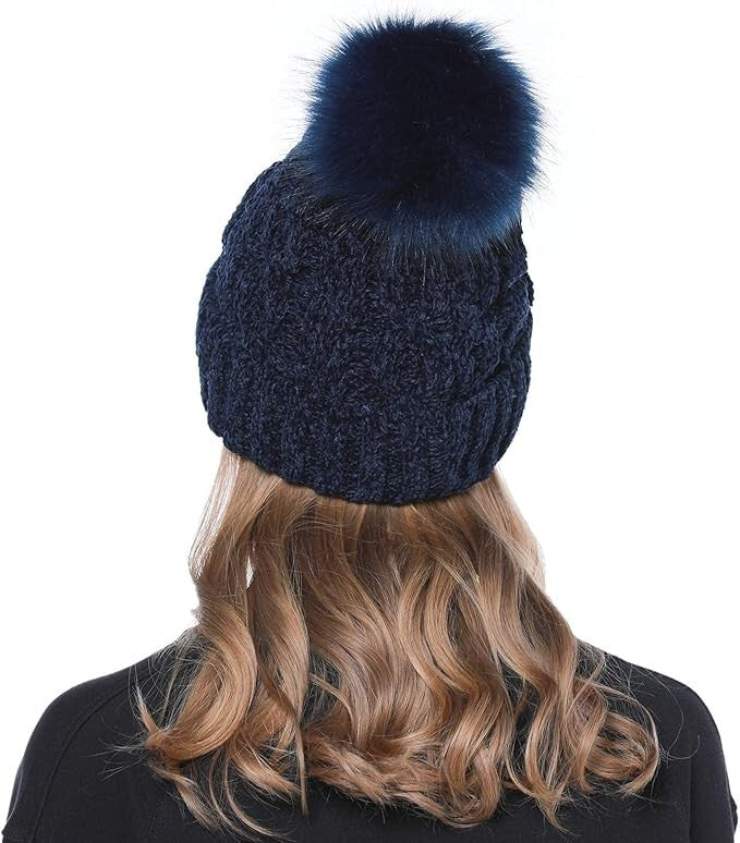 Blue Tacobear Knitted Beanie Bobble Hat
