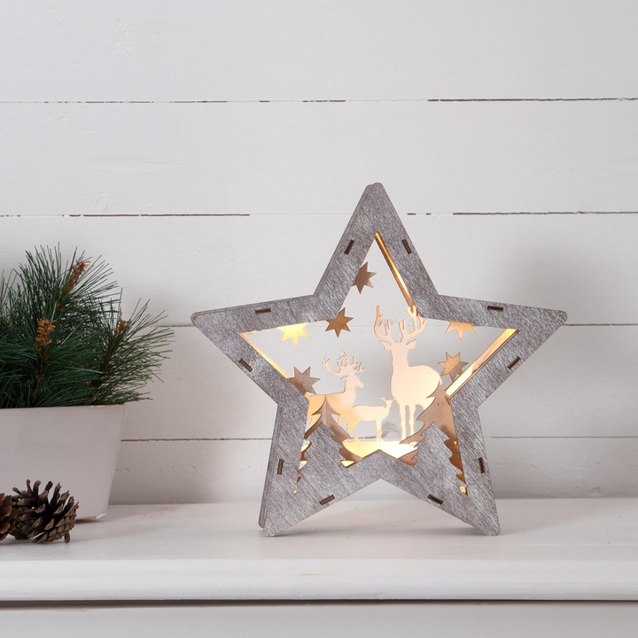 Wooden Star LED Christmas Scene Decoration