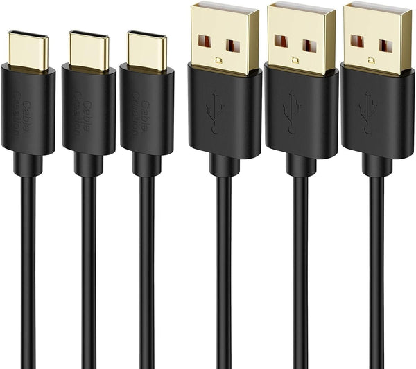3 Black 1.2m USB to Type C Cables