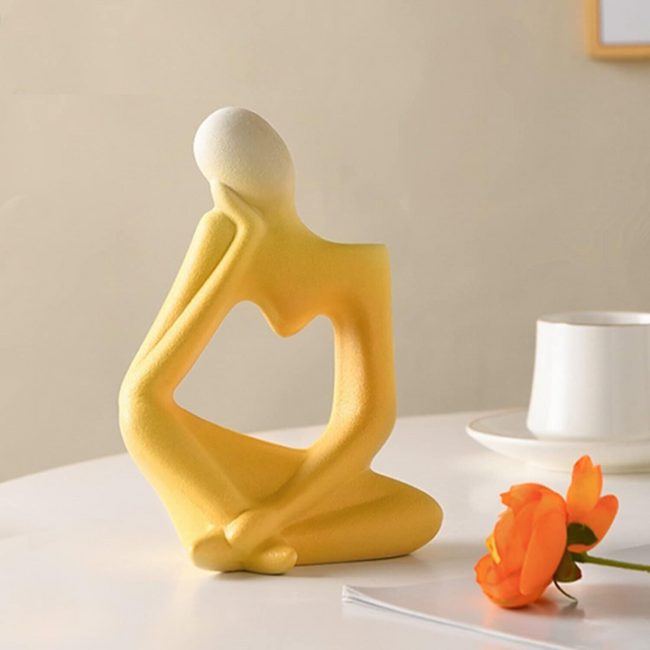 Yellow Ceramic Thinker Flower Vase