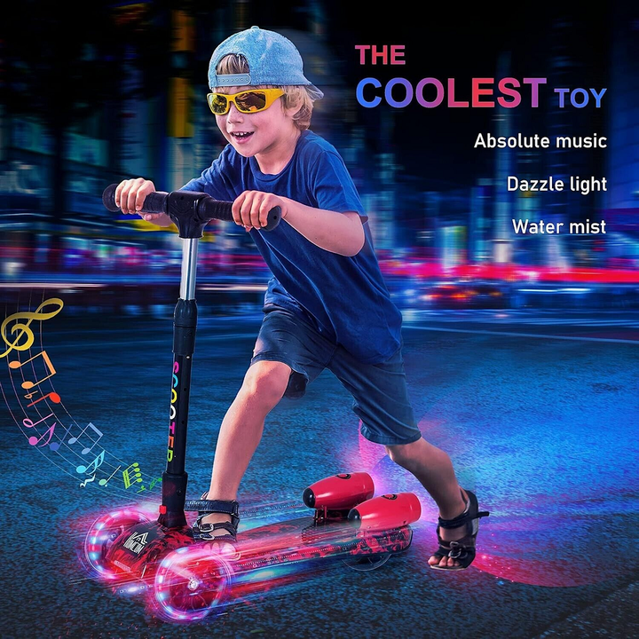 Homcom Kids Red Rocket LED Light Scooter
