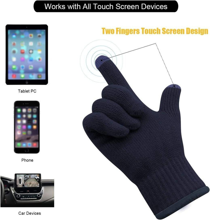 Adult Blue Thermal Knitted Gloves