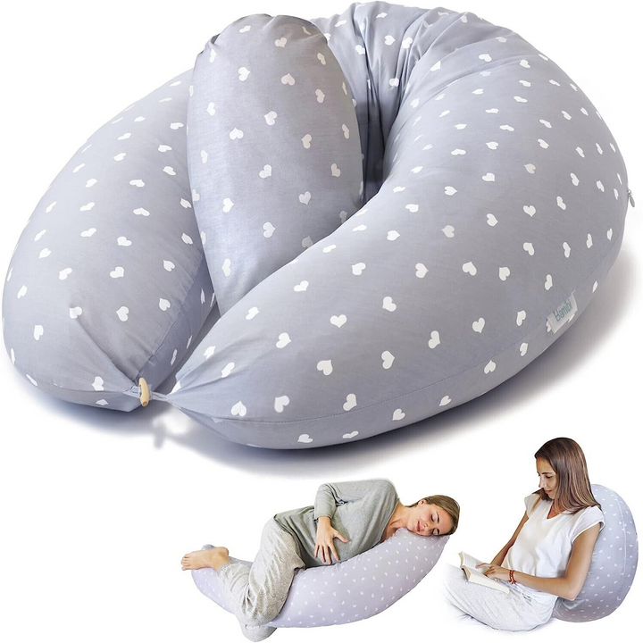 Grey Hearts Maternity Pillow