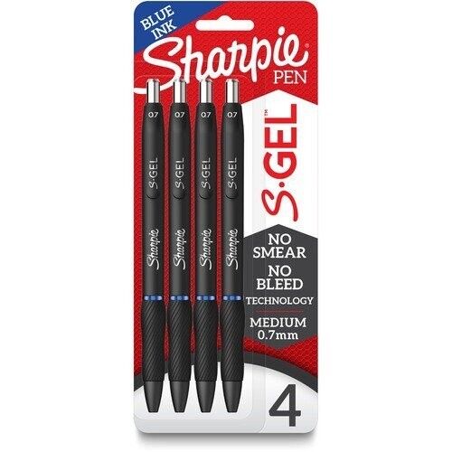 4 Blue Sharpie 0.7mm S-Gel Pens