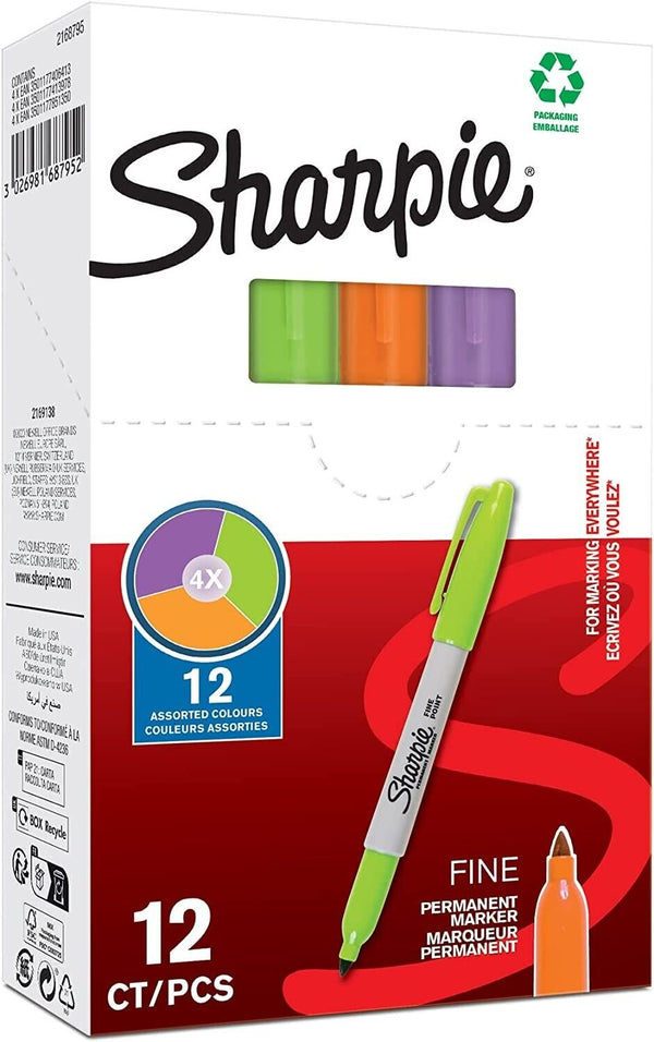 12 Sharpie Fine Lime, Orange & Berry Marker Pens