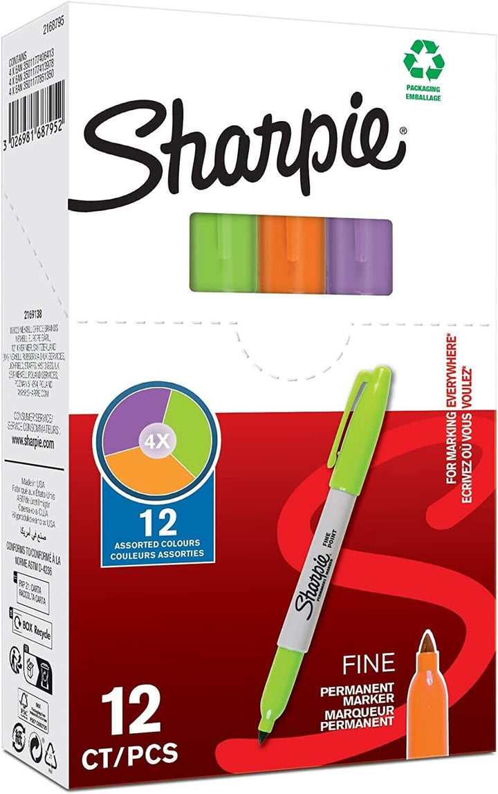 12 Sharpie Fine Lime, Orange & Berry Marker Pens