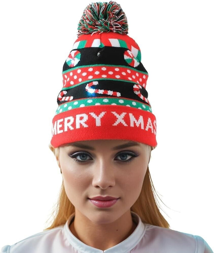 Christmas LED Beanie Bobble Hat