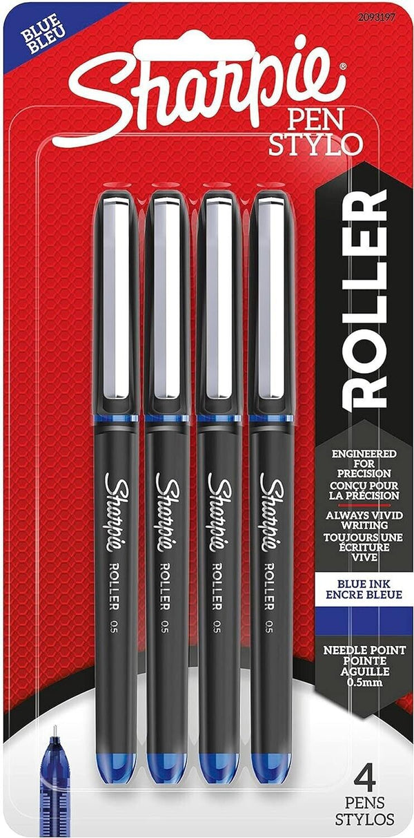 4 Blue Sharpie 0.5mm Roller Pens