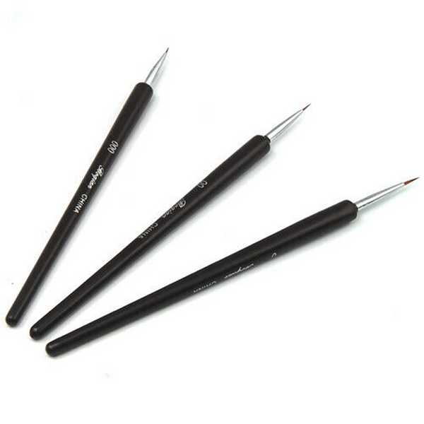 3 Small Acrylic Nail Art Brushes