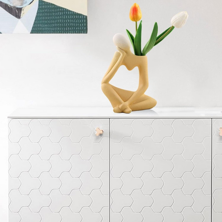 Yellow Ceramic Thinker Flower Vase