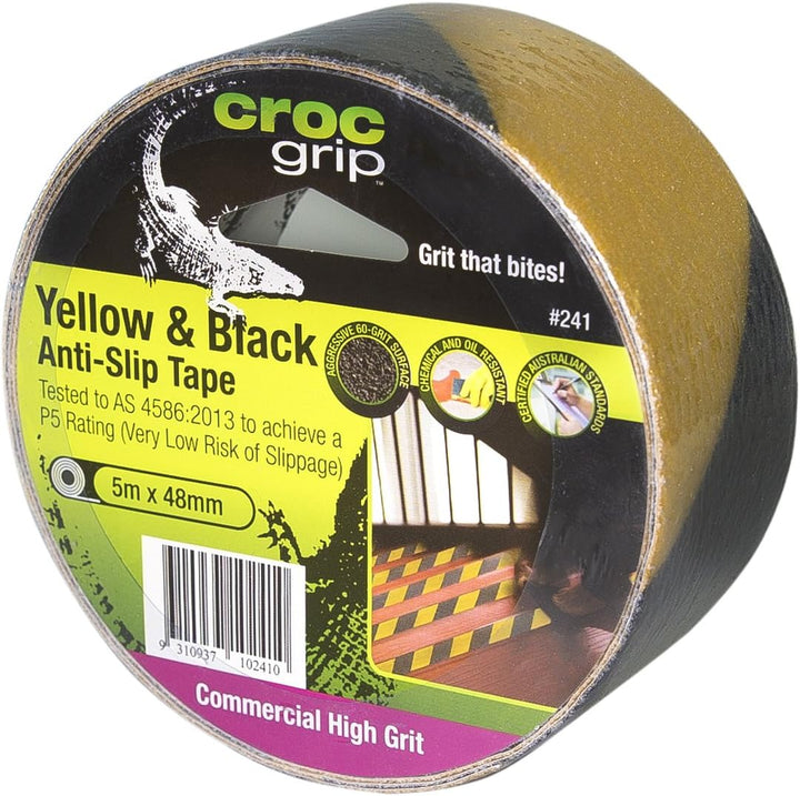 5m Croc Grip Yellow & Black Anit-Slip 48mm Tape Roll