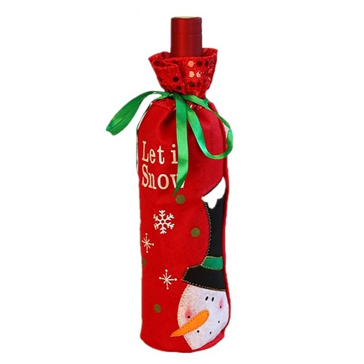 Red Snowman Wine Bottle Stocking