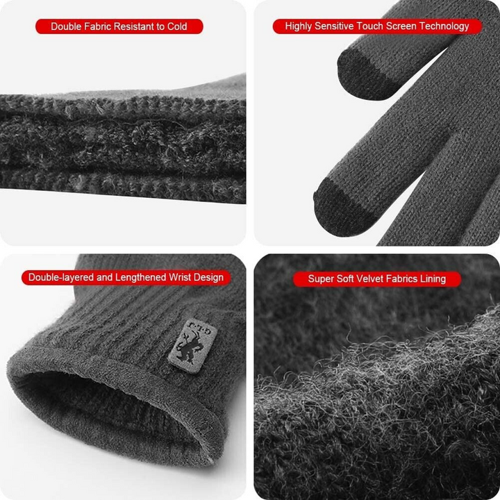 Adult Grey Thermal Knitted Gloves