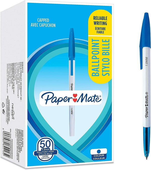 50 Papermate Blue 1.0mm Ballpoint Pens