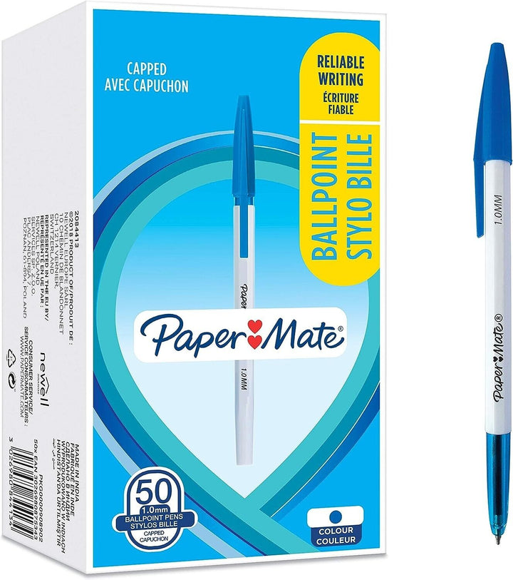 50 Papermate Blue 1.0mm Ballpoint Pens