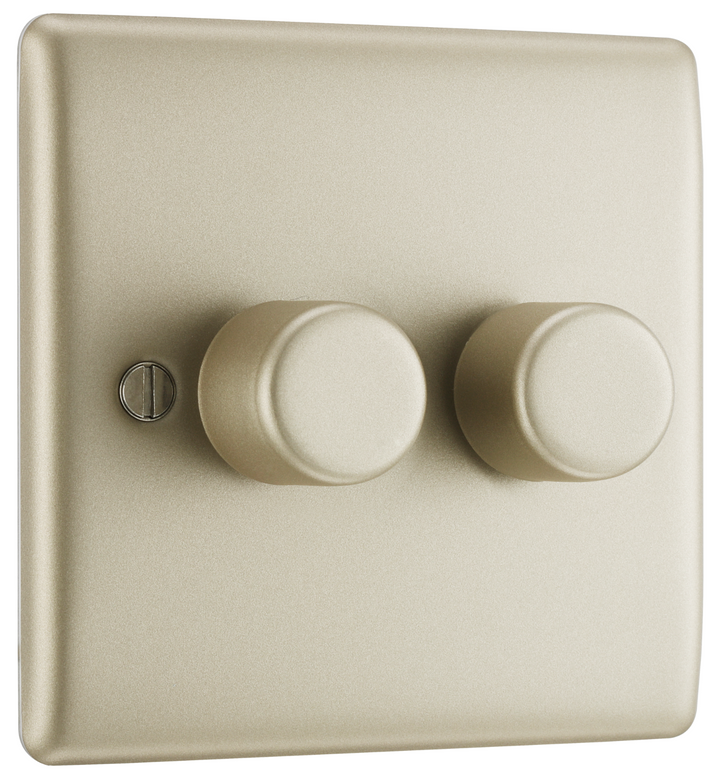 BG Electrical Pearl Nickel Double Dimmer