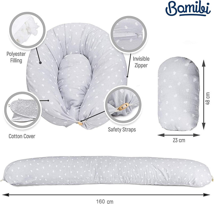 Grey Hearts Maternity Pillow