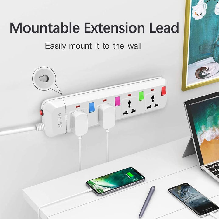 Mscien Universal 4 Gang Strip Extension Lead