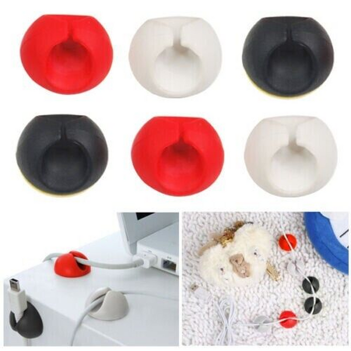 6 Self-Adhesive Cable Tidy Clips