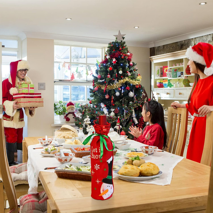 Red Snowman Wine Bottle Stocking