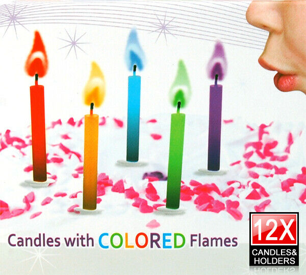12 Coloured Flame Angel Candles