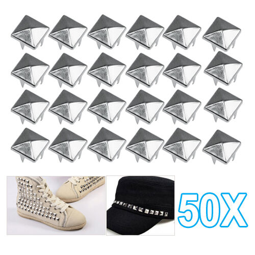 50 Square Gothic 9mm Silver Studs