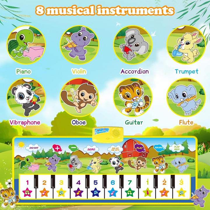 Giant Piano Play Mat Animal & Numbers