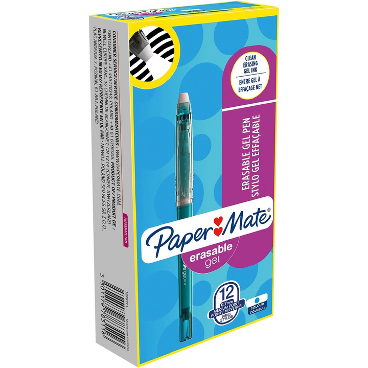 12 Paper Mate Turquoise Erasable Gel Pens