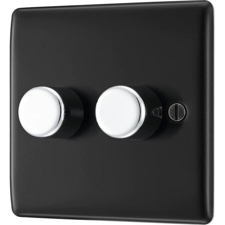 BG Electrical Double Dimmer Black Chrome (200W)