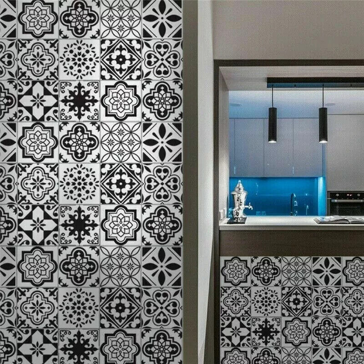 25 Black & White Pattern Tile Stickers