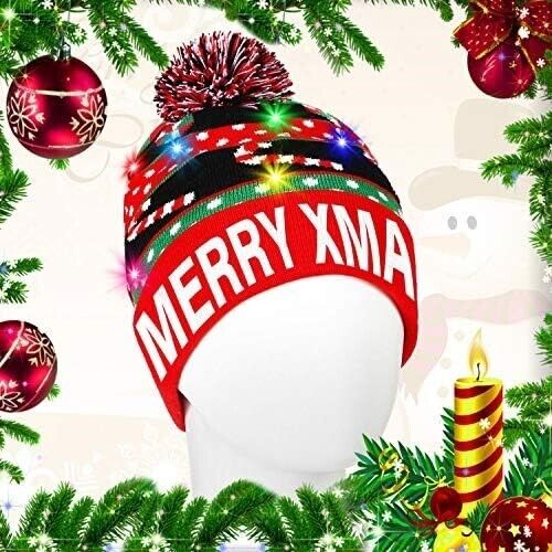 Christmas LED Beanie Bobble Hat