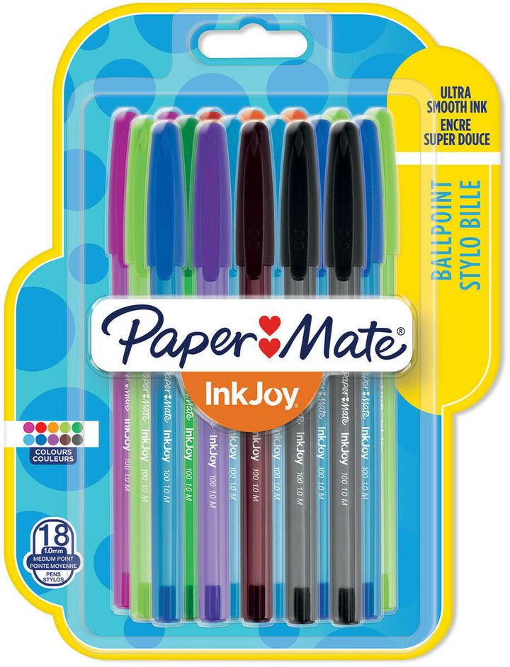 18 Pack Paper Mate 100st Coloured Inkjoy Pens