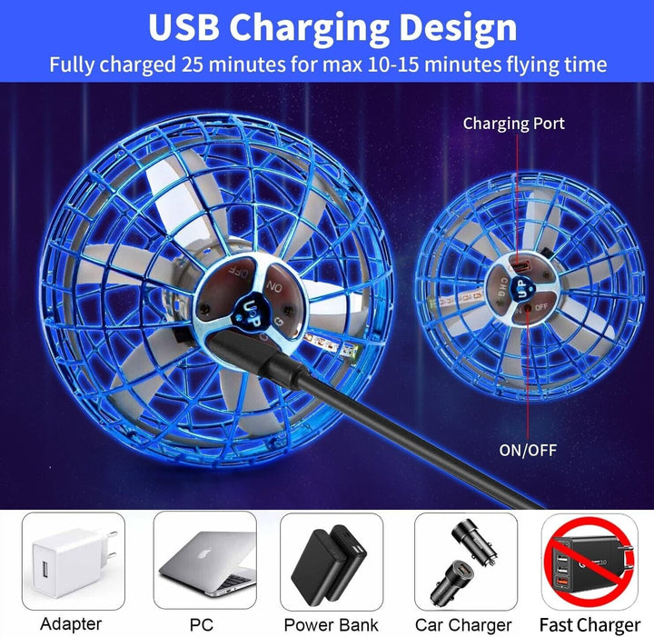 Blue LED Spinning Flying UFO Orb Ball