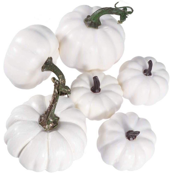 6 White Halloween Foam Pumpkins