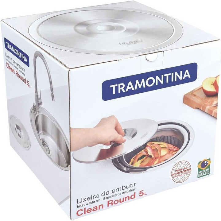 Tramontina 8L Round Kitchen Worktop Inset Bin
