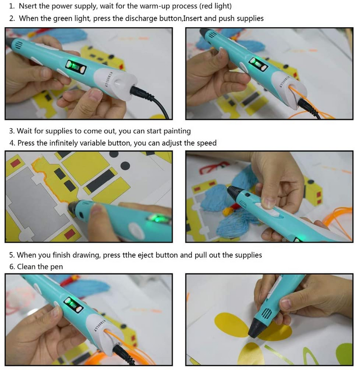 Blue 3D Printing Pen Starter Kit