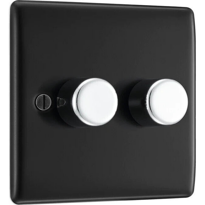 BG Electrical Double Dimmer Black Chrome (200W)