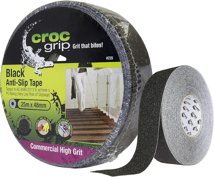 25m Croc Grip Anit-Slip 48mm Black Tape Roll
