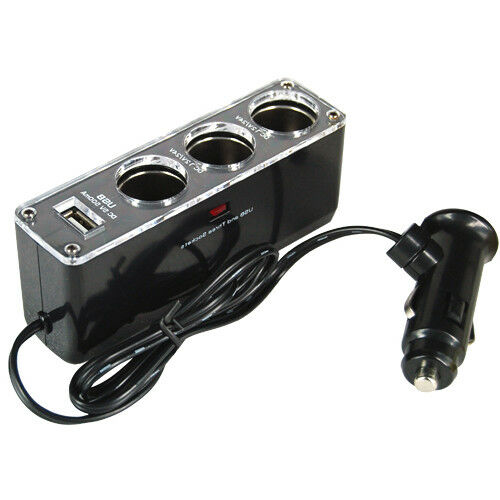 12V Car Cigarette 3 Way Extension