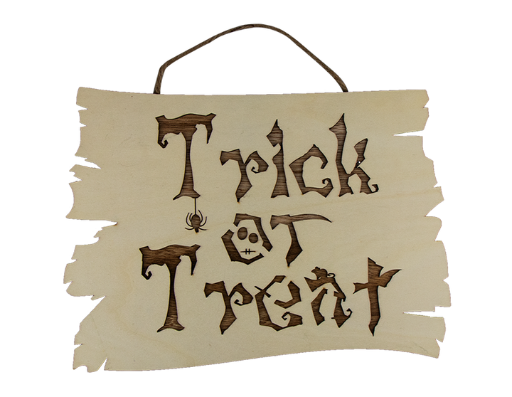 Halloween Trick Or Treat Wooden Sign Decoration