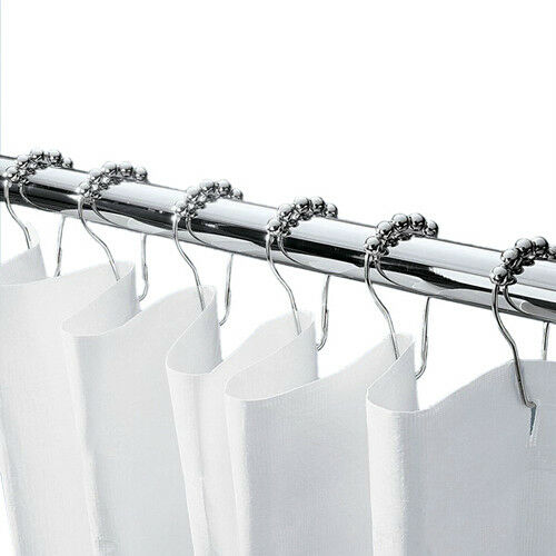 12 Chrome Plated Shower Curtain Hooks
