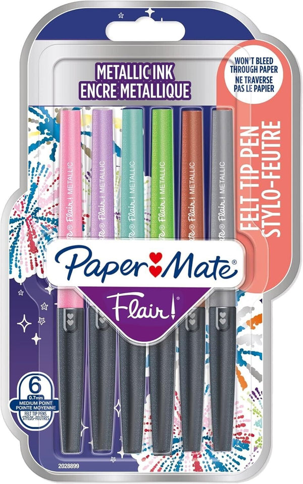 6 Paper Mate Flair Multi Coloured Felt Tip Pens