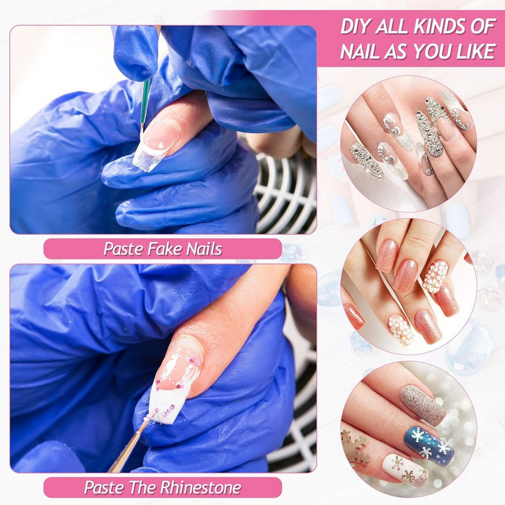 Clear French Nail Tips, Glue & Trimmer Set