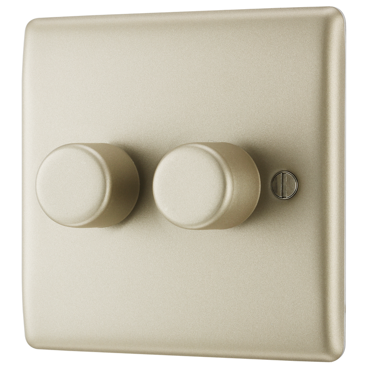 BG Electrical Pearl Nickel Double Dimmer