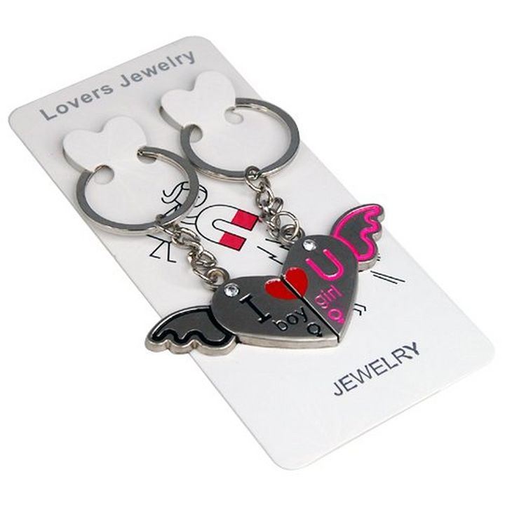 Heart Wings Keyring Set
