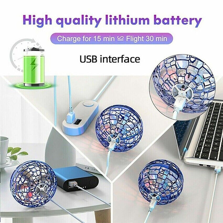 Blue LED Spinning Flying UFO Orb Ball