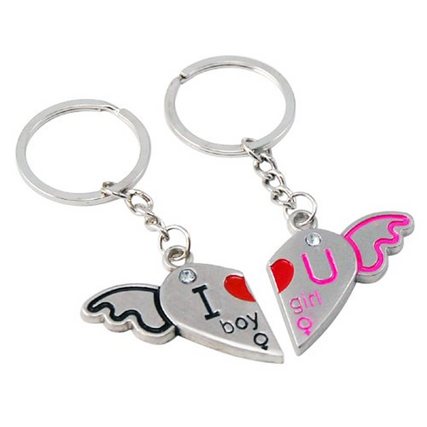 Heart Wings Keyring Set
