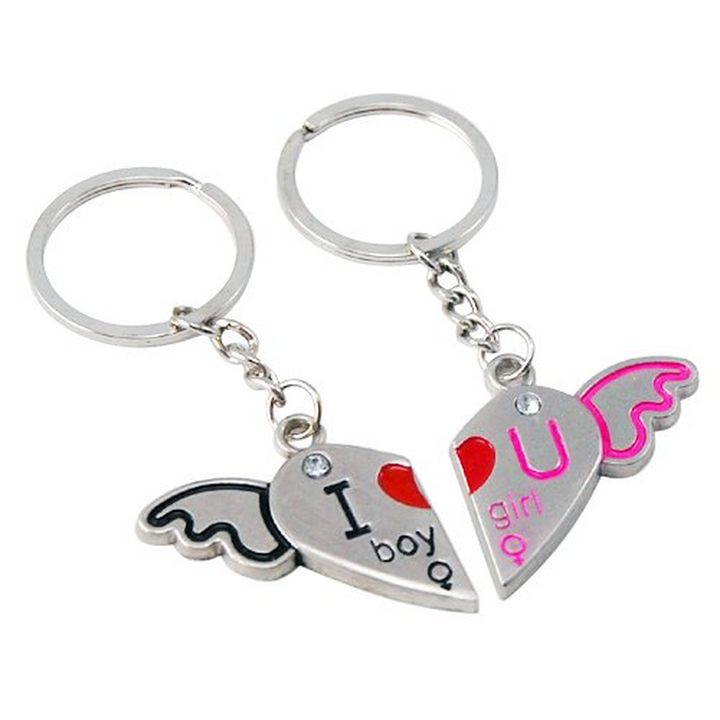 Heart Wings Keyring Set