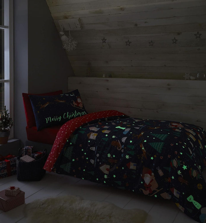 Christmas Duvet Cover King Size Sets with 2 Pillowcases Bedding Glow In Dark