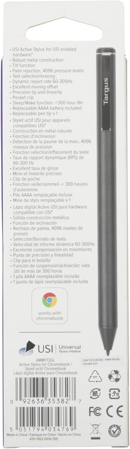 Targus Active Stylus Pen for Chromebook USI Digital Graphics Touchscreen